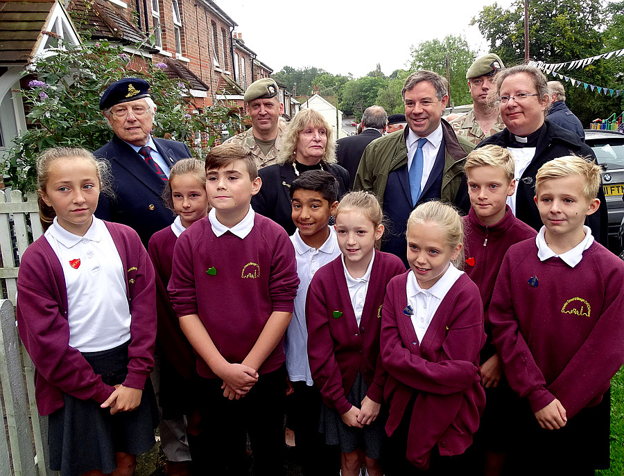 MP, Councillors, Soldiers, Vicar and schoolchildren